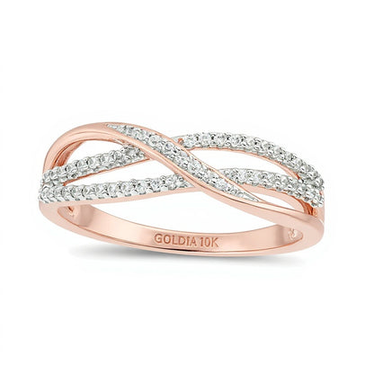 0.17 CT. TW Diamond Layered Crossover Anniversary Band in 10K Rose Gold