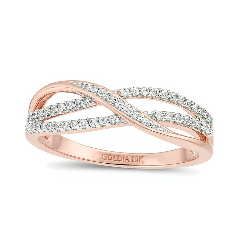 0.17 CT. TW Diamond Layered Crossover Anniversary Band in 10K Rose Gold