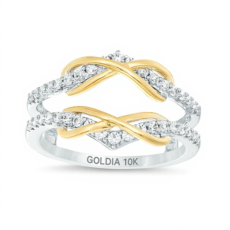 0.38 CT. TW Diamond Infinity Chevron Solitaire Enhancer in 10K Two-Tone Gold