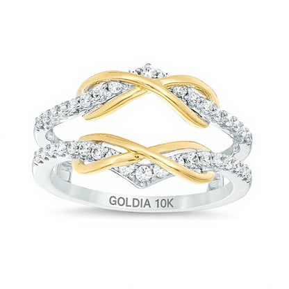 0.38 CT. TW Diamond Infinity Chevron Solitaire Enhancer in 10K Two-Tone Gold