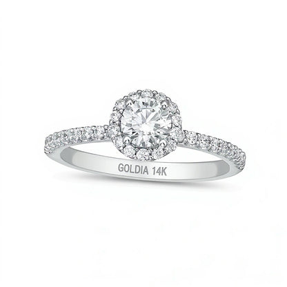 0.75 CT. TW Lab-Grown Diamond Frame Engagement Ring in 14K White Gold (F/VS2)