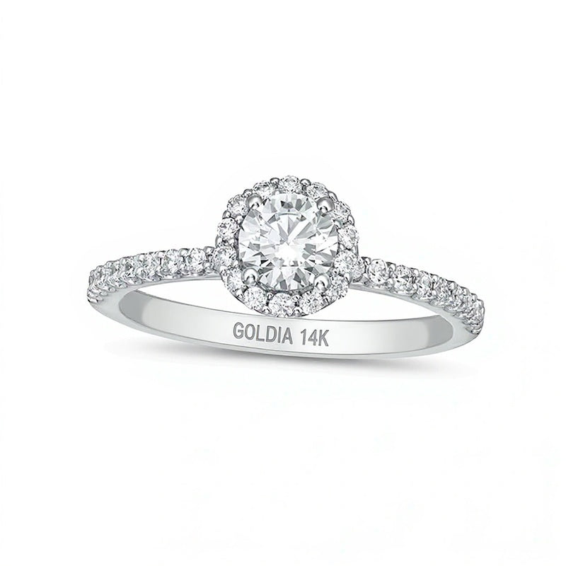 0.75 CT. TW Lab-Grown Diamond Frame Engagement Ring in 14K White Gold (F/VS2)