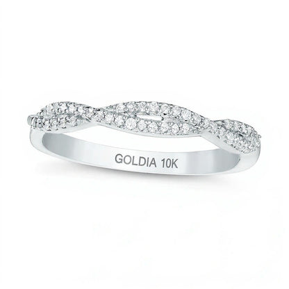 0.13 CT. TW Diamond Twist Stackable Band in 10K White Gold