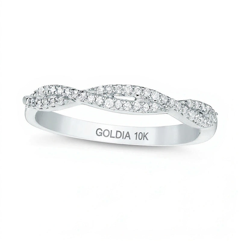 0.13 CT. TW Diamond Twist Stackable Band in 10K White Gold