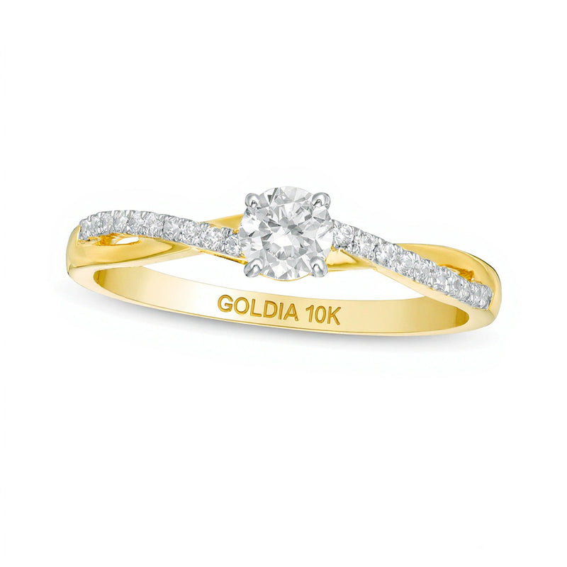 0.33 CT. TW Diamond Twist Shank Engagement Ring in 10K Gold