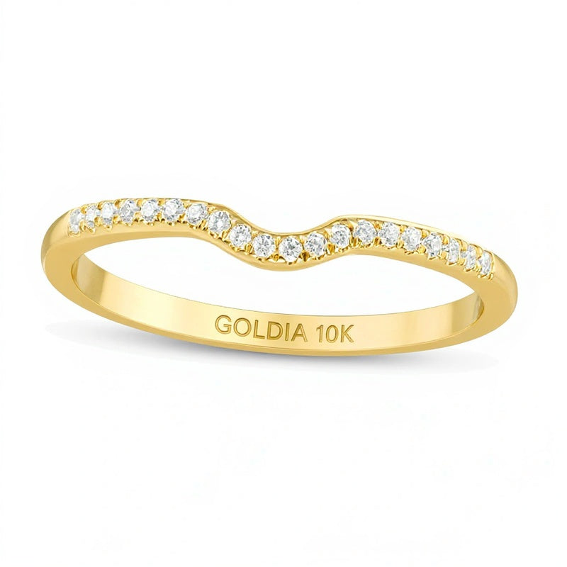 0.1 CT. TW Diamond Contour Wedding Band in 10K Gold