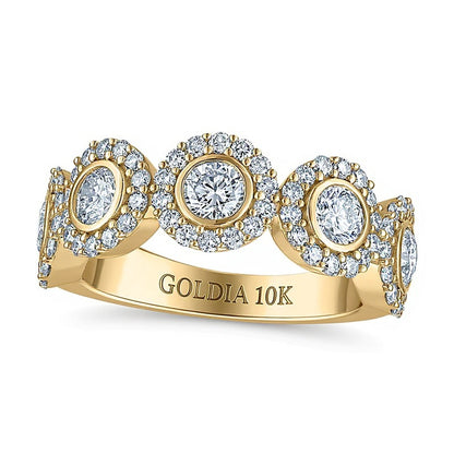 1.5 CT. TW Lab-Grown Diamond Frame Five Stone Anniversary Band in 10K Gold (F/VS2)