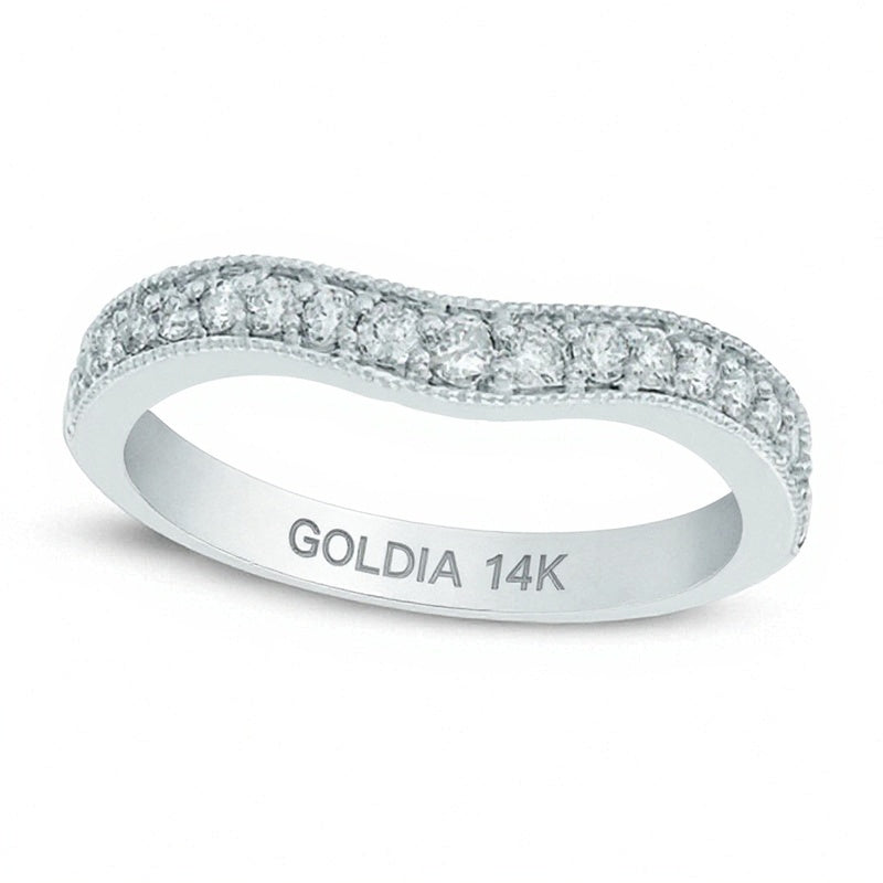 0.33 CT. TW Diamond Contour Vintage-Style Anniversary Band in 14K White Gold