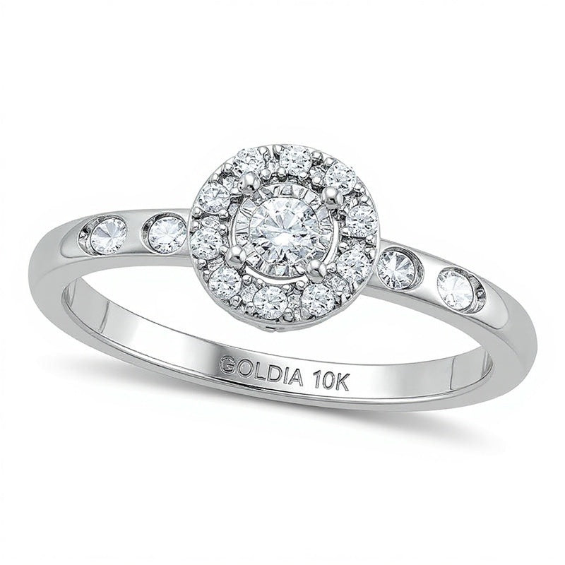 0.25 CT. TW Multi-Diamond Frame Ring in 10K White Gold