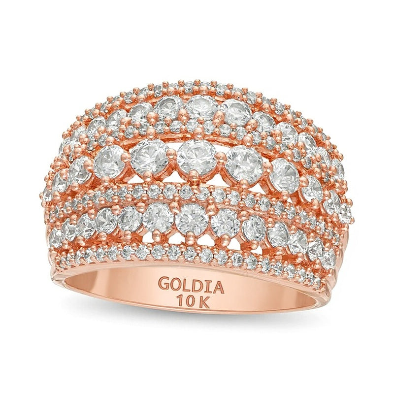 2.0 CT. TW Diamond Multi-Row Domed Ring in 10K Rose Gold