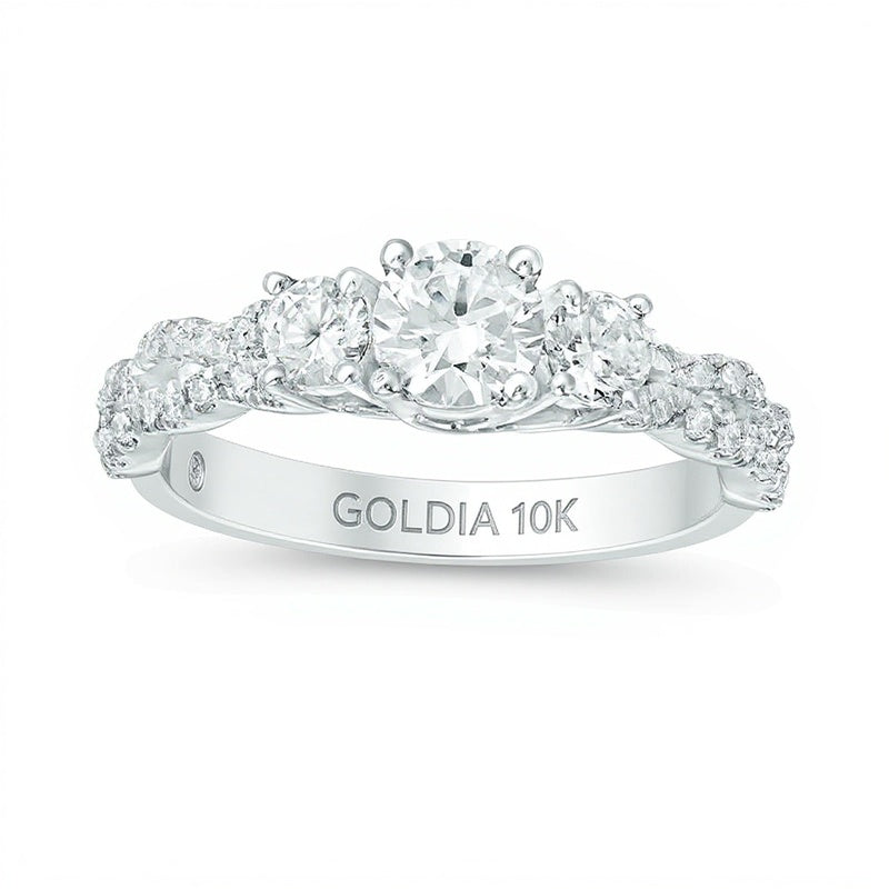 1.0 CT. TW Diamond Three Stone Braid Engagement Rink in 10K White Gold