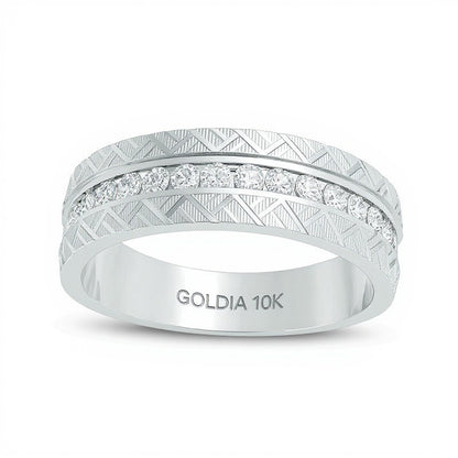 0.5 CT. TW Diamond Zig-Zag Pattern Wedding Band in 10K White Gold
