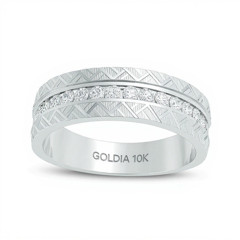 0.5 CT. TW Diamond Zig-Zag Pattern Wedding Band in 10K White Gold