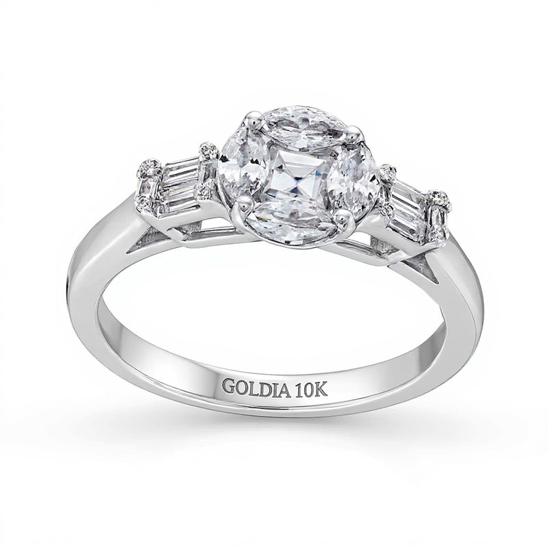 1.0 CT. TW Multi-Diamond Composite Engagement Ring in 10K White Gold