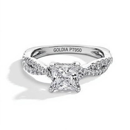 1.38 CT. TW Princess-Cut Lab-Grown Diamond Engagement Ring with Twist Split Shank in Platinum (I/SI2)