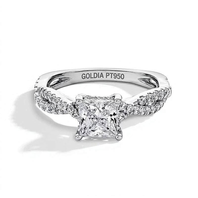 1.38 CT. TW Princess-Cut Lab-Grown Diamond Engagement Ring with Twist Split Shank in Platinum (I/SI2)