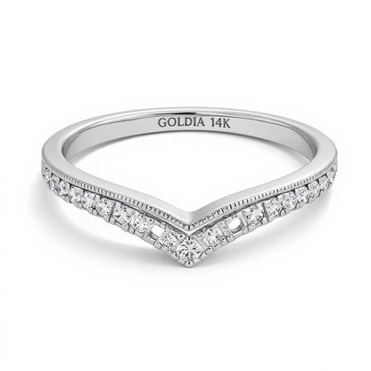 0.2 CT. TW Diamond Double Row Chevron Contour Anniversary Band in 14K White Gold