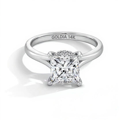 2.0 CT. TW Princess-Cut Lab-Grown Diamond Solitaire Split Shank Engagement Ring in 14K White Gold (F/VS2)