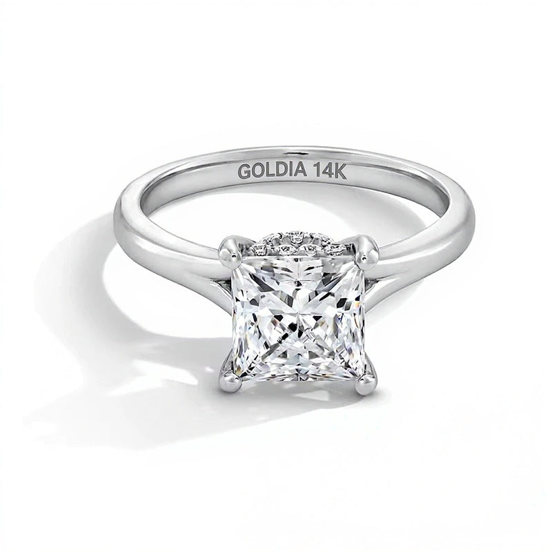 2.0 CT. TW Princess-Cut Lab-Grown Diamond Solitaire Split Shank Engagement Ring in 14K White Gold (F/VS2)