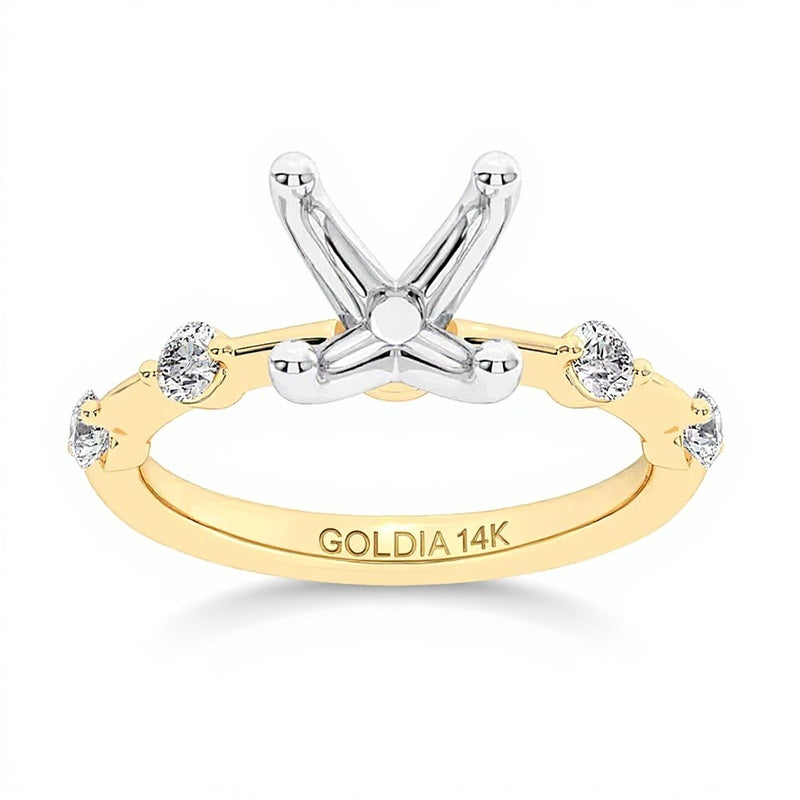 0.25 CT. TW Diamond Station Semi-Mount Setting in 14K Gold