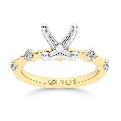 0.25 CT. TW Diamond Station Semi-Mount Setting in 14K Gold