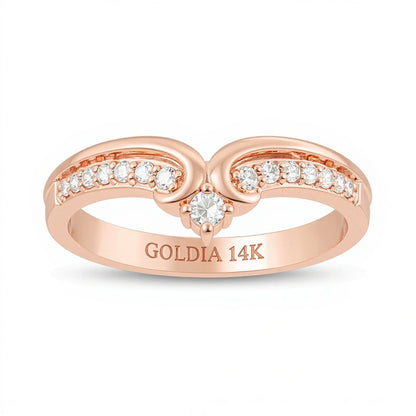 0.2 CT. TW Diamond Crown Contour Wedding Band in 14K Rose Gold