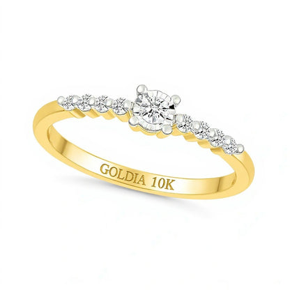 0.1 CT. TW Diamond Nine Stone Stackable Ring in 10K Gold