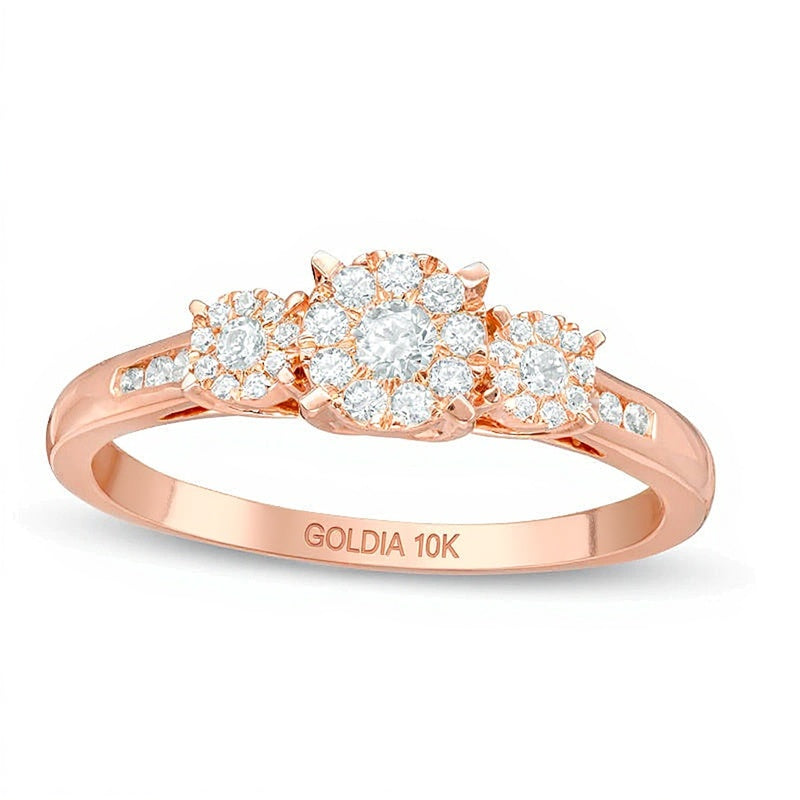 0.33 CT. TW Multi-Diamond Three Stone Engagement Ring in 10K Rose Gold