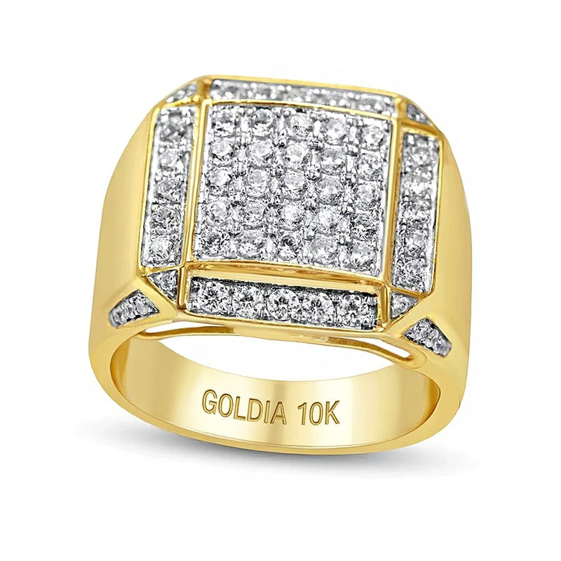2.13 CT. TW Multi-Diamond Frame Square-Top Ring in 10K Gold