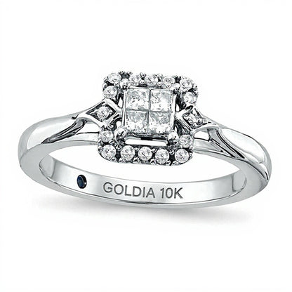 Cherished Promise Collectionâ¢ 0.25 CT. TW Quad Princess-Cut Diamond Promise Ring in 10K White Gold
