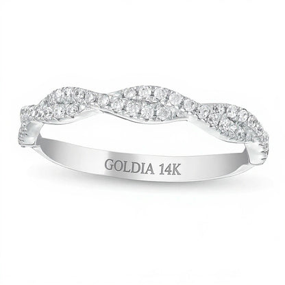 0.25 CT. TW Diamond Twist Stackable Band in 14K White Gold