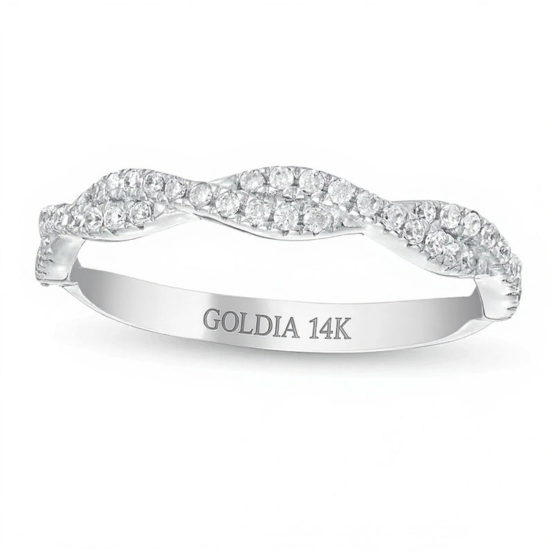 0.25 CT. TW Diamond Twist Stackable Band in 14K White Gold