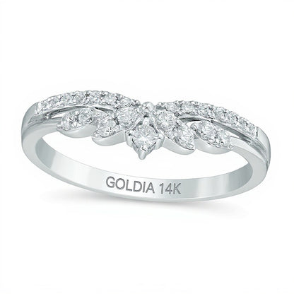 0.25 CT. TW Diamond Crown Contour Anniversary Band in 14K White Gold