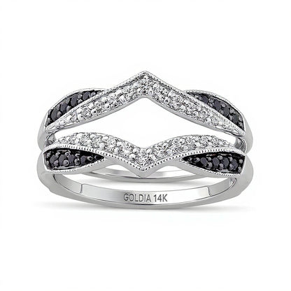 0.33 CT. TW Enhanced Black and White Diamond Vintage-Style Solitaire Enhancer in 14K White Gold