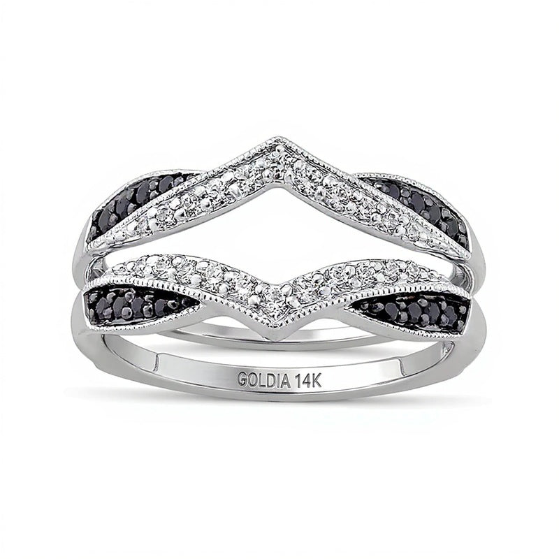 0.33 CT. TW Enhanced Black and White Diamond Vintage-Style Solitaire Enhancer in 14K White Gold