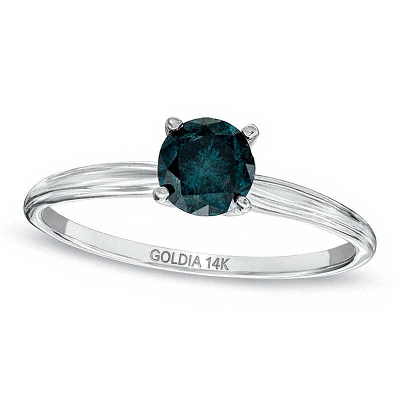 0.75 CT. Enhanced Blue Diamond Solitaire Engagement Ring in 14K White Gold