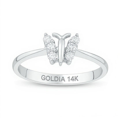 0.17 CT. TW Diamond Butterfly Ring in 14K White Gold