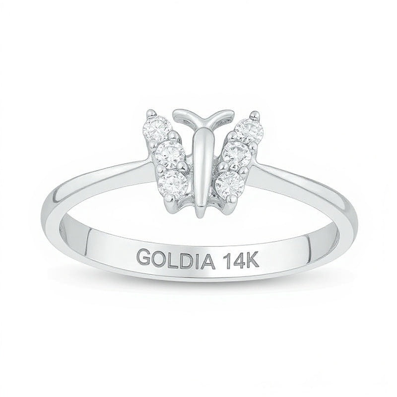 0.17 CT. TW Diamond Butterfly Ring in 14K White Gold