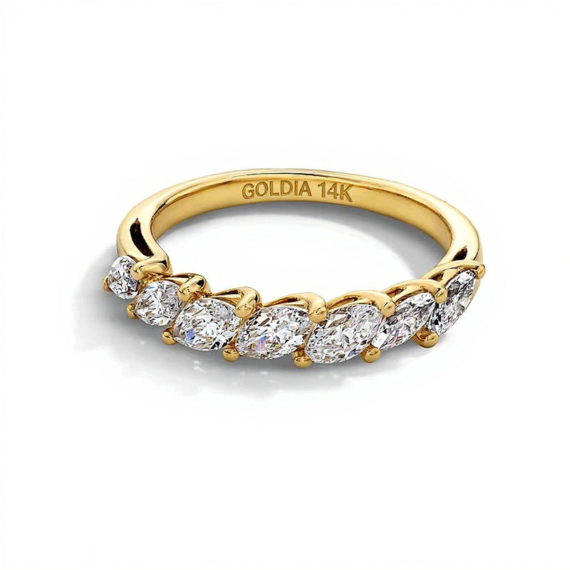 1.0 CT. TW Marquise-Cut Lab-Grown Diamond Seven Stone Anniversary Band in 14K Gold (F/VS2)