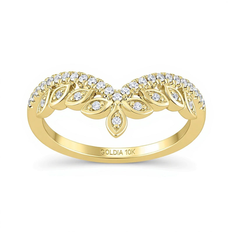 0.2 CT. TW Marquise-Frame Diamond Tiara Contour Band in 10K Gold