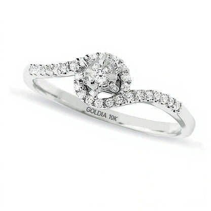 0.1 CT. TW Diamond Bypass Promise Ring in 10K White Gold
