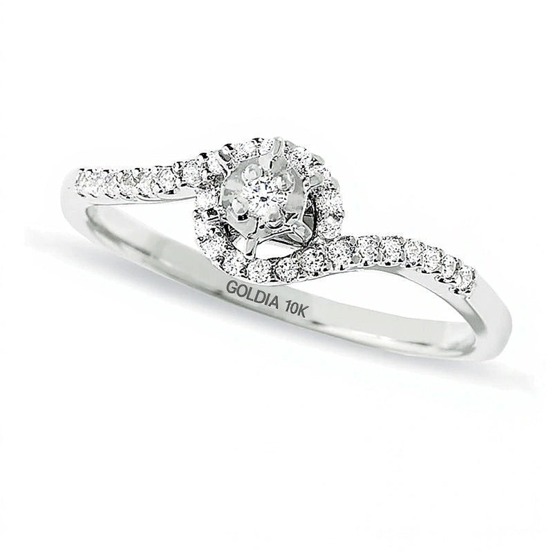 0.1 CT. TW Diamond Bypass Promise Ring in 10K White Gold