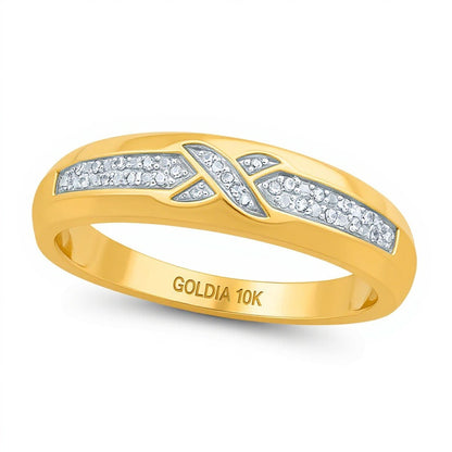0.05 CT. TW Diamond Criss-Cross Wedding Band in 10K Gold