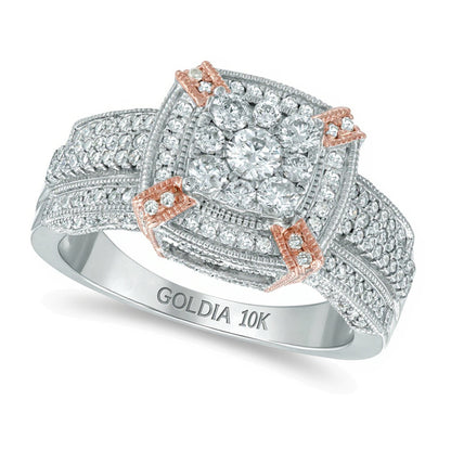 1.0 CT. TW Diamond Vintage-Style Square Frame Engagement Ring in 10K Two-Tone Gold