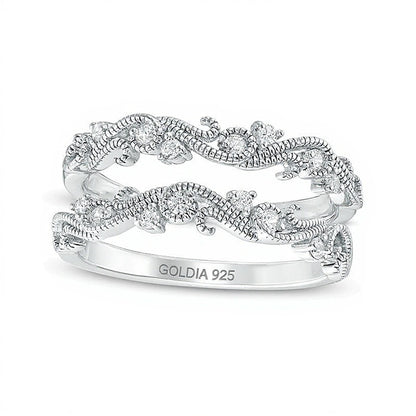 1/6.0 CT T.W. Diamond Scroll Filigree Vintage-Style Ring Solitaire Enhancer in Sterling Silver