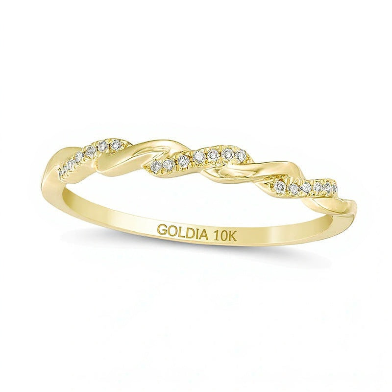 0.05 CT. TW Diamond Twist Wedding Band in 10K Gold