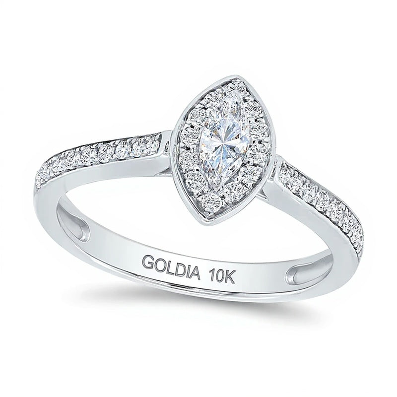 0.25 CT. TW Marquise-Cut Diamond Frame Promise Ring in 10K White Gold