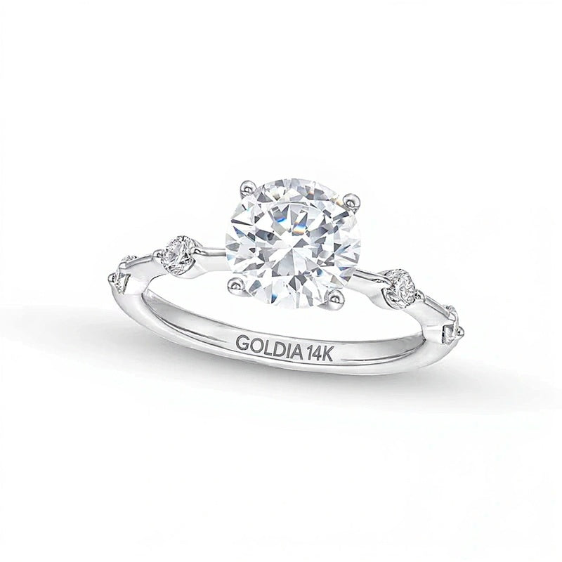 2.25 CT. TW Lab-Grown Diamond Station Engagement Ring in 14K White Gold (F/SI2)