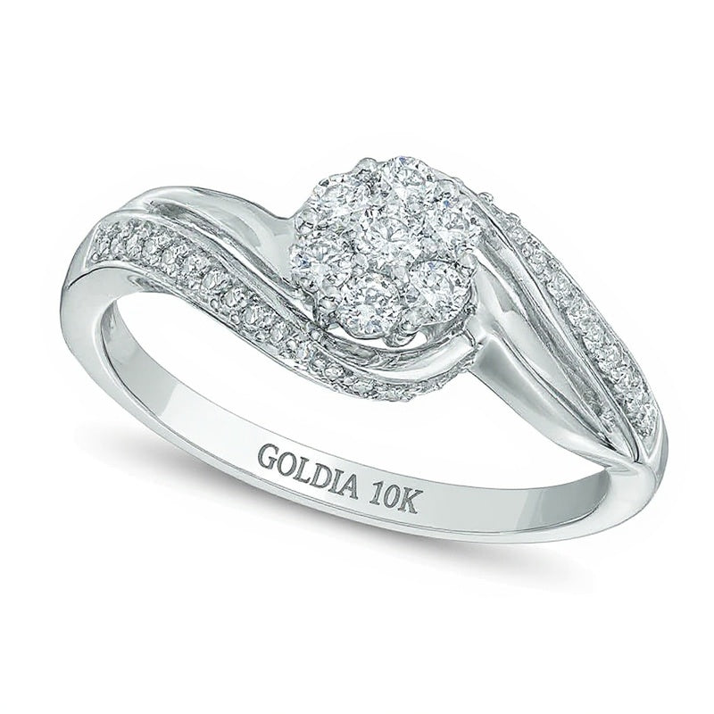0.33 CT. TW Multi-Diamond Swirl Engagement Ring in 10K White Gold