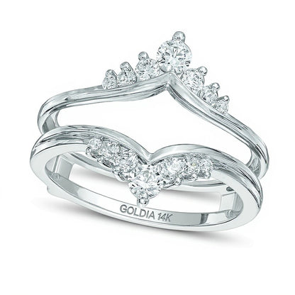 0.5 CT. TW Diamond Tiara-Style Solitaire Enhancer in 14K White Gold